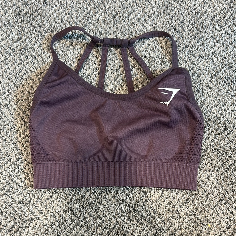 Gymshark Purple Strappy Sports Bra Seamless Design